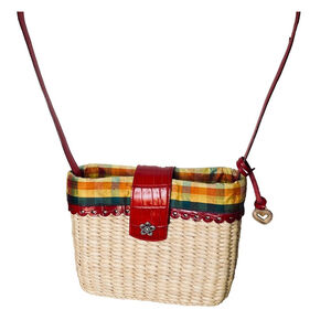Brighton Straw Shoulder Bag Woven Basket Madras Plaid Picnic Coquette Girl Cute